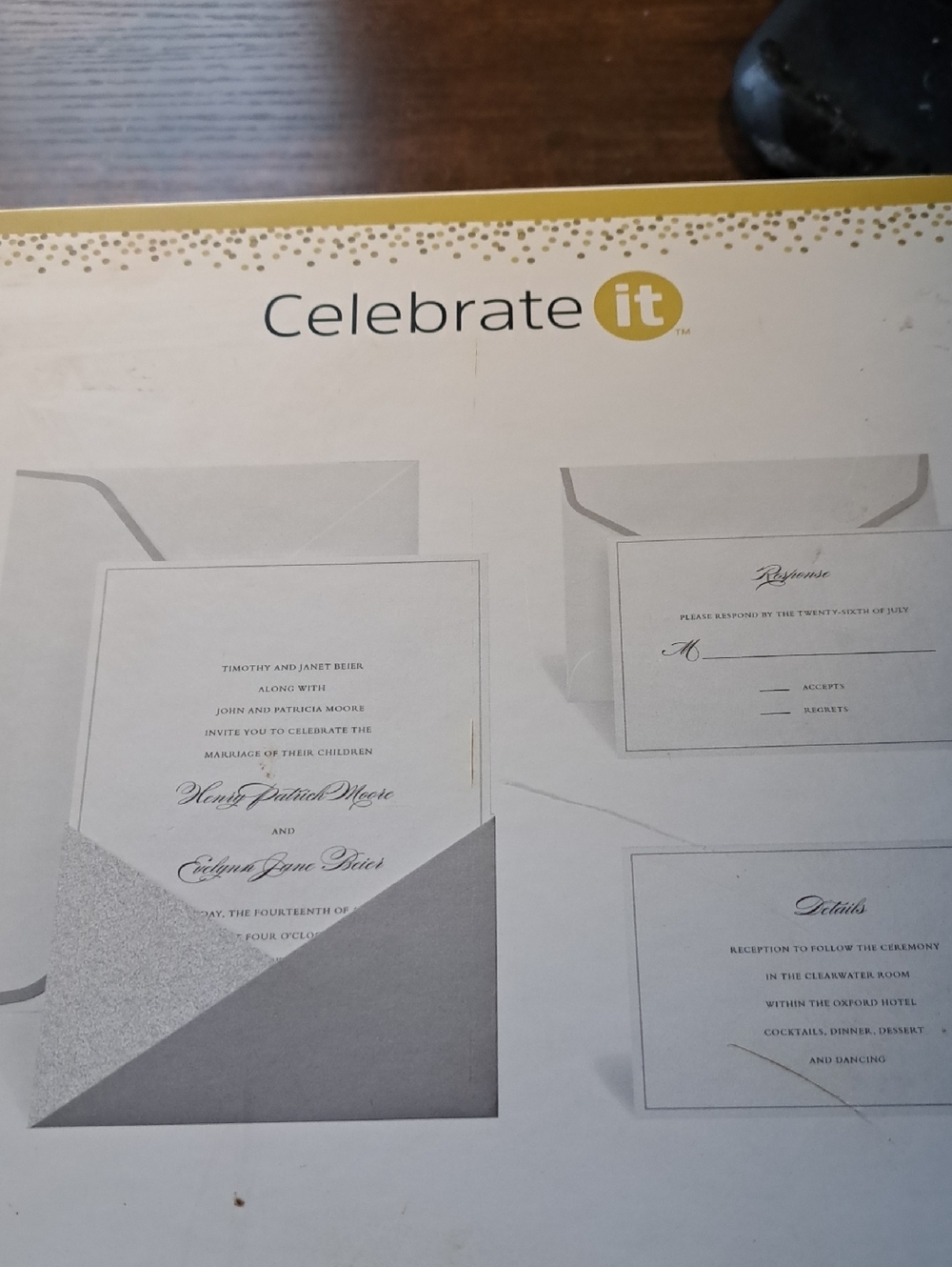 Celebrate It Silver and White Wedding 30 Invitation Kit